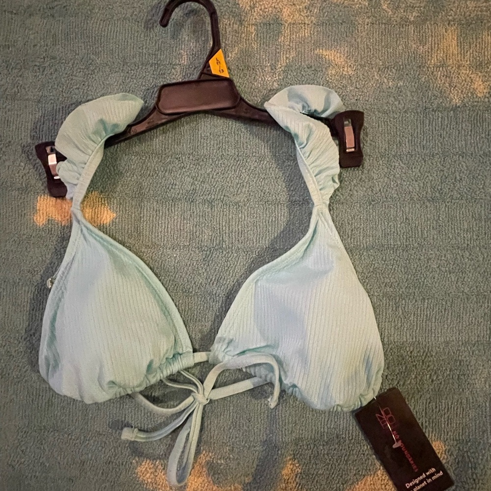 Light Blue Ruffled Bikini Top - Picture 2 of 3